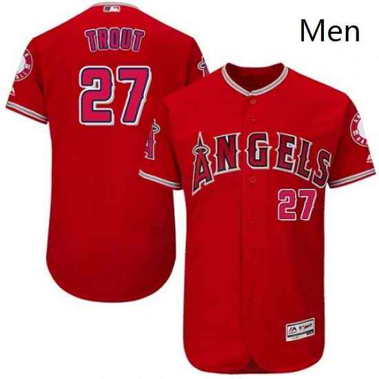 Mens Majestic Los Angeles Angels of Anaheim 27 Mike Trout Authentic Red Alternate Cool Base MLB Jersey